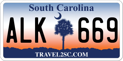 SC license plate ALK669