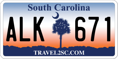 SC license plate ALK671