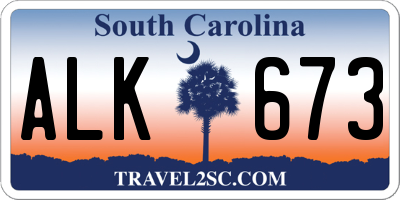 SC license plate ALK673