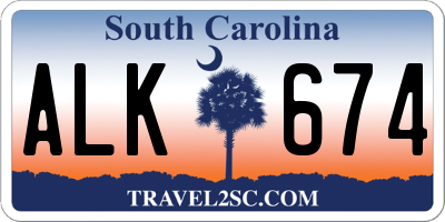 SC license plate ALK674