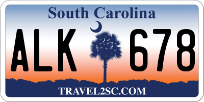 SC license plate ALK678