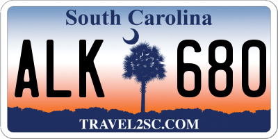 SC license plate ALK680