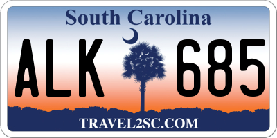 SC license plate ALK685