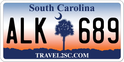 SC license plate ALK689