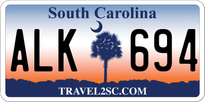 SC license plate ALK694