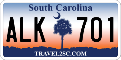 SC license plate ALK701