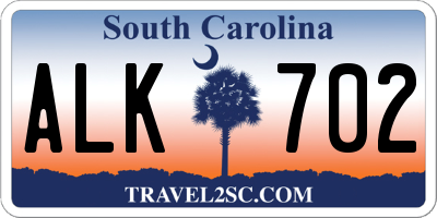 SC license plate ALK702