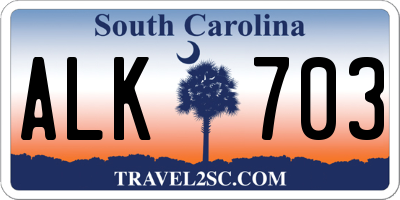 SC license plate ALK703