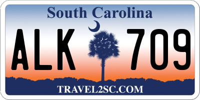 SC license plate ALK709