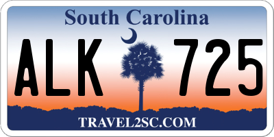 SC license plate ALK725