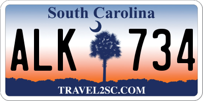 SC license plate ALK734