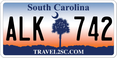 SC license plate ALK742