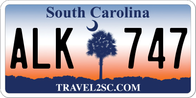 SC license plate ALK747