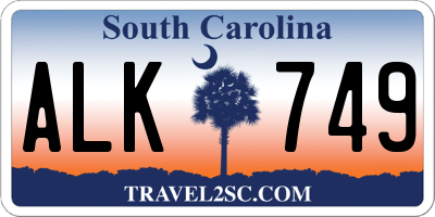 SC license plate ALK749