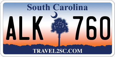 SC license plate ALK760