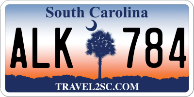 SC license plate ALK784