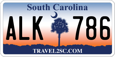 SC license plate ALK786