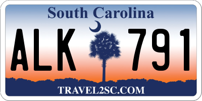 SC license plate ALK791