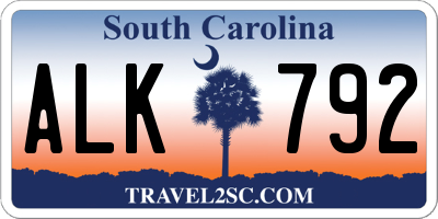 SC license plate ALK792