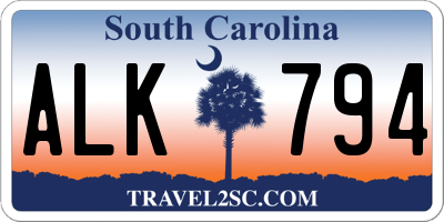 SC license plate ALK794