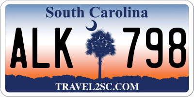 SC license plate ALK798
