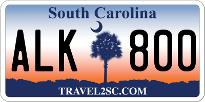 SC license plate ALK800