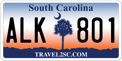 SC license plate ALK801