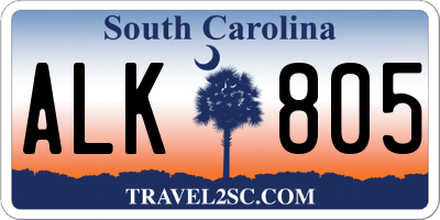 SC license plate ALK805