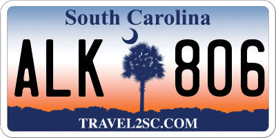 SC license plate ALK806