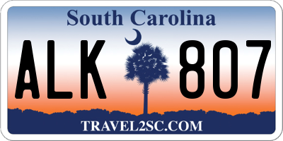 SC license plate ALK807