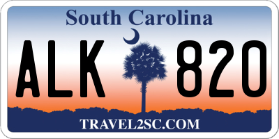 SC license plate ALK820