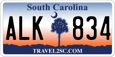 SC license plate ALK834
