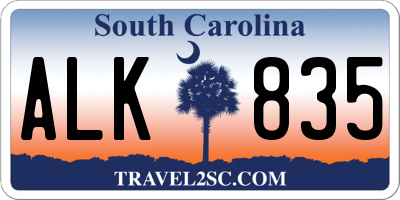 SC license plate ALK835