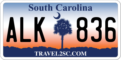 SC license plate ALK836