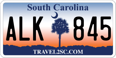 SC license plate ALK845