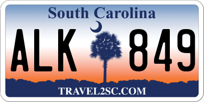 SC license plate ALK849