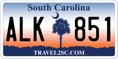 SC license plate ALK851