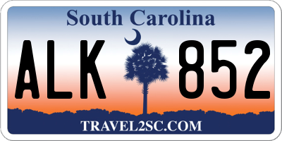 SC license plate ALK852