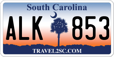 SC license plate ALK853