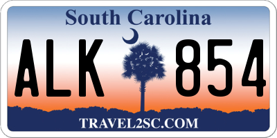 SC license plate ALK854