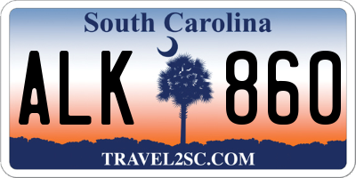 SC license plate ALK860