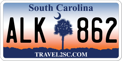 SC license plate ALK862