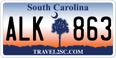 SC license plate ALK863
