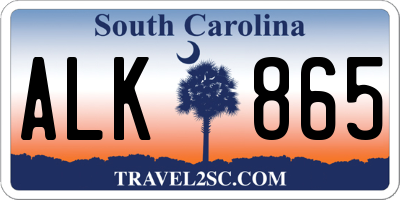 SC license plate ALK865