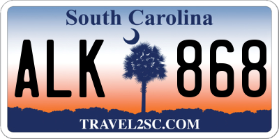 SC license plate ALK868