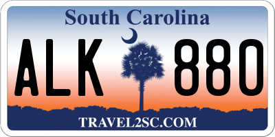 SC license plate ALK880