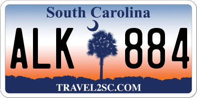 SC license plate ALK884