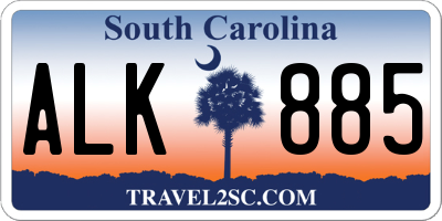 SC license plate ALK885