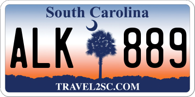 SC license plate ALK889