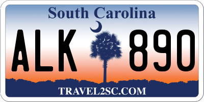 SC license plate ALK890